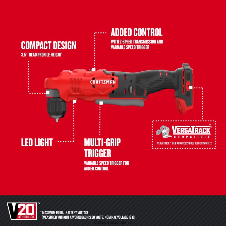NXT28F113 V20 20-volt 3/8-in Right Angle Cordless Drill Power Tools CRAFTSMAN - Image 2