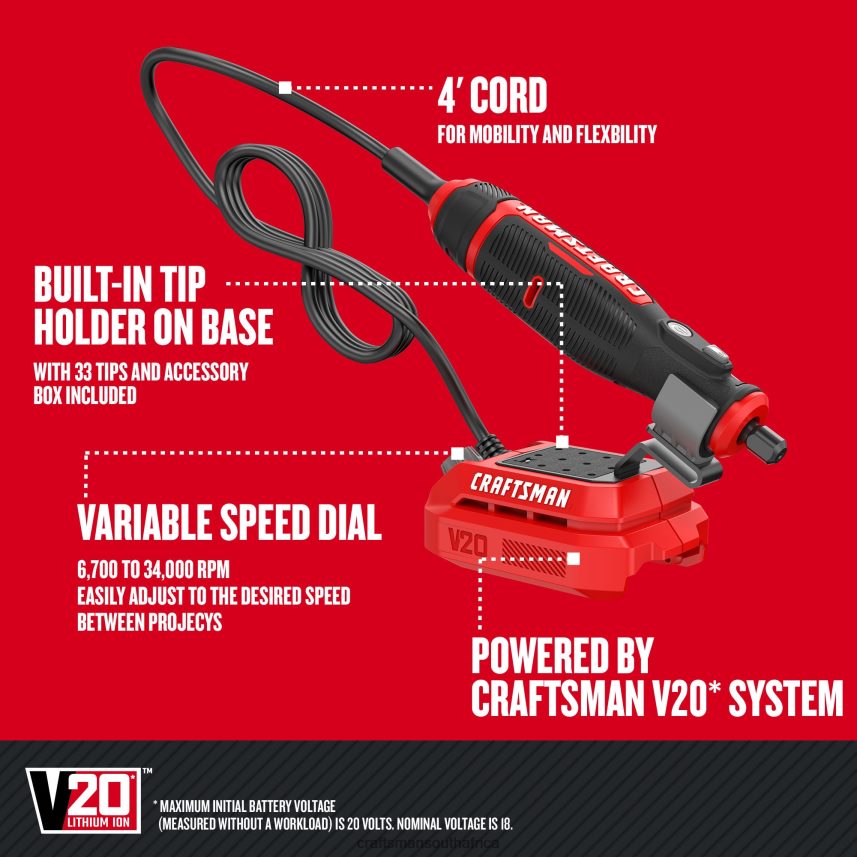 NXT28F19 Variable Speed Cordless 20-volt Max Multipurpose Rotary Tool Power Tools CRAFTSMAN - Image 2