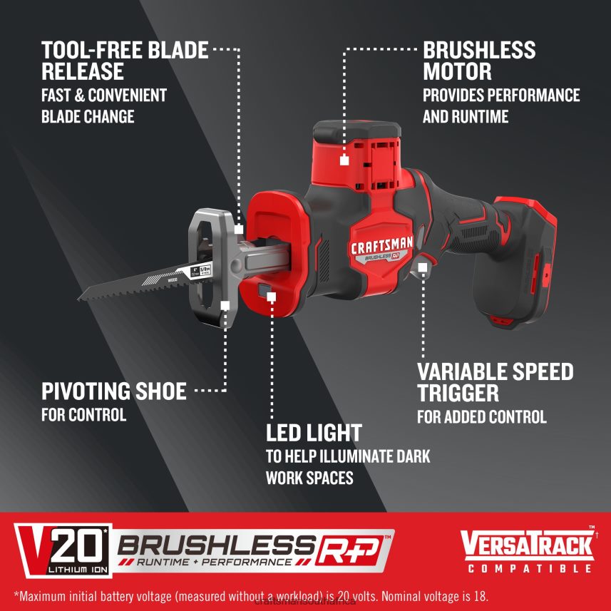 NXT28F34 V20 RP 20-volt Max Variable Speed Brushless Cordless Reciprocating Saw (Bare Tool) Power Tools CRAFTSMAN - Image 2