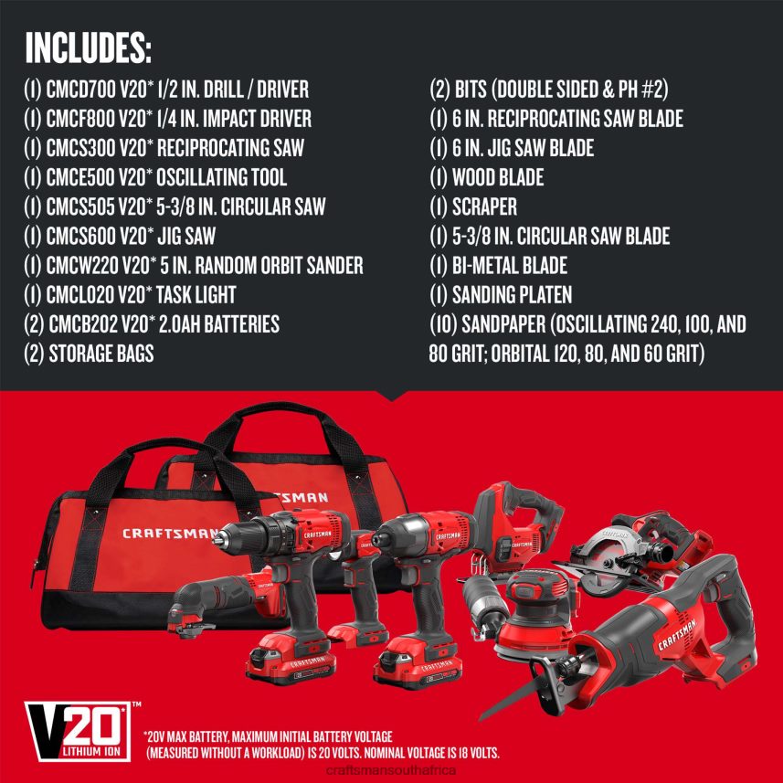 NXT28F4 8-Tool Power Tool Combo Kit with Soft Case (2-Batteries Included and Charger Included) Power Tools CRAFTSMAN - Image 2