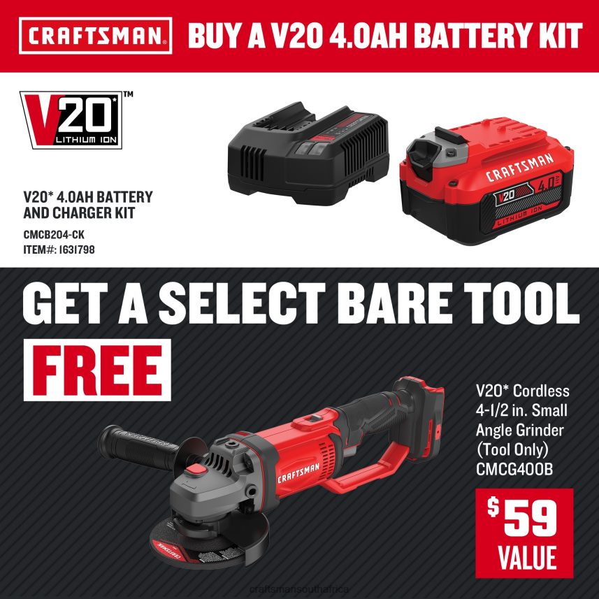 NXT28F5 V20 4.5-in 20-volt Max Trigger Switch Cordless Angle Grinder (Tool Only) Power Tools CRAFTSMAN - Image 1