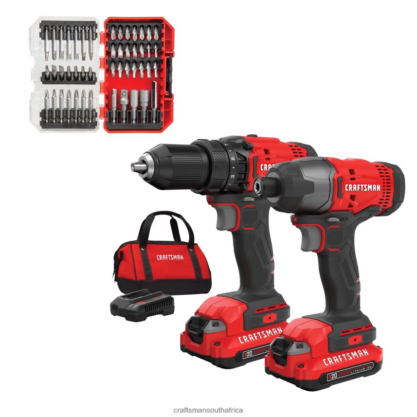 nxt28f64_v20_2_tool_power_tool_combo_kit_with_soft_case_set_steel_hex_shank_screwdriver_bit_set_47_piece_power_tools_craftsman.jpg NXT28F64 V20* 2-Tool Power Tool Combo Kit with Soft Case & Set Steel Hex Shank Screwdriver Bit Set (47-Piece) Power Tools CRAFTSMAN - Image 1