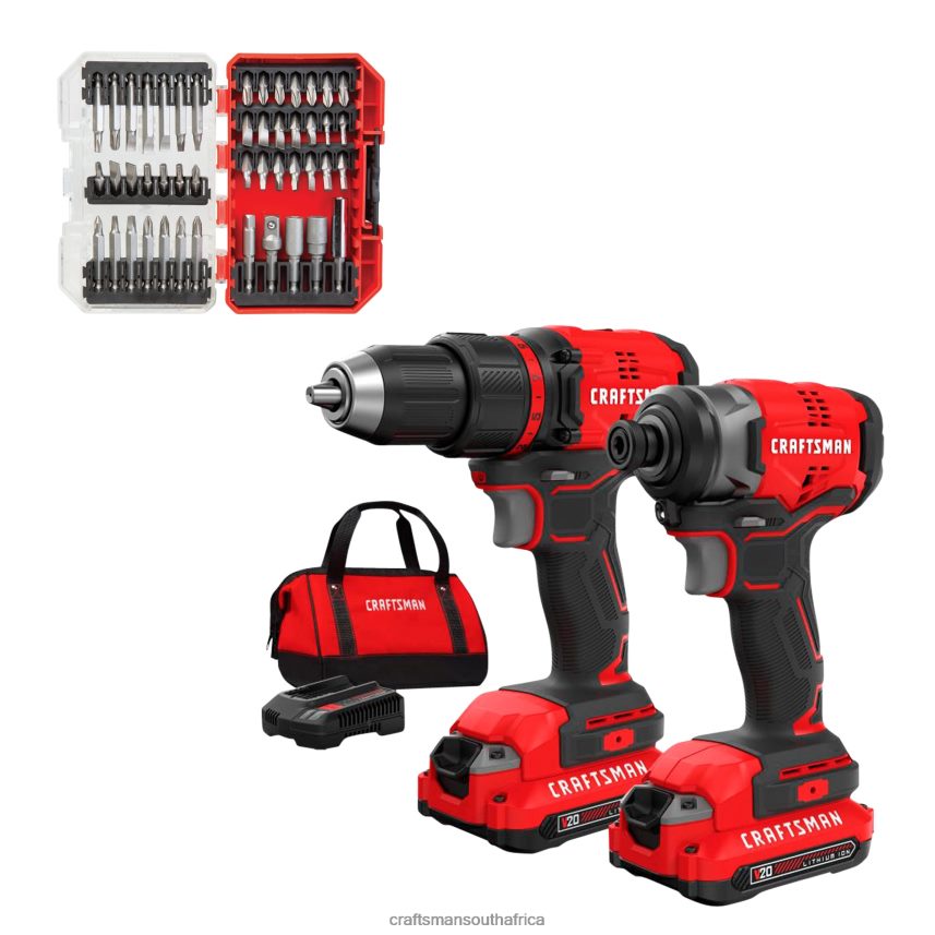 nxt28f67_v20_2_tool_brushless_power_tool_combo_kit_with_soft_case_set_steel_hex_shank_screwdriver_bit_set_47_piece_power_tools_craftsman.jpg NXT28F67 V20* 2-Tool Brushless Power Tool Combo Kit with Soft Case & Set Steel Hex Shank Screwdriver Bit Set (47-Piece) Power Tools CRAFTSMAN - Image 1