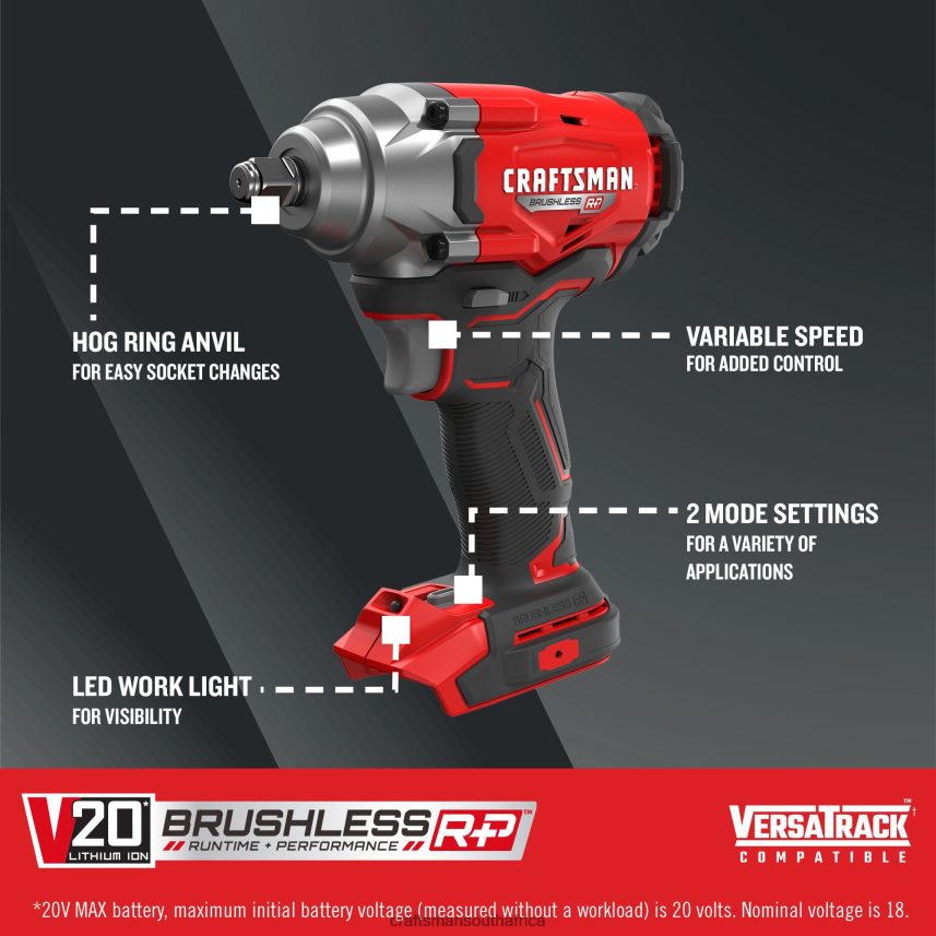 NXT28F7 20-volt Max Variable Speed Brushless 1/2-in Drive Cordless Impact Wrench (Bare Tool) Power Tools CRAFTSMAN - Image 2