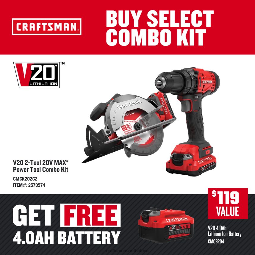 NXT28F11 V20 2 Tool Power Tool Combo Kit 2 Batteries Included and Charger Included Power Tools CRAFTSMAN NXT28F11 CRAFTSMAN South Africa Tool Sets CRAFTSMAN tools South Africa deliver the high perform...