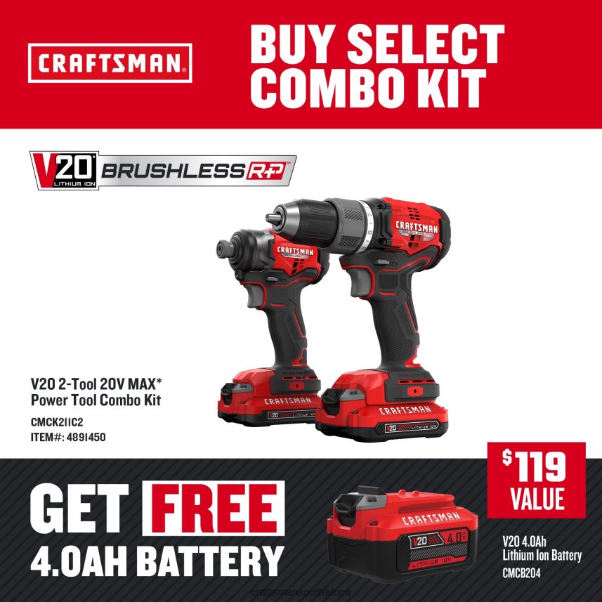 NXT28F14 V20 RP 2 Tool Brushless Power Tool Combo Kit with Soft Case 2 Batteries Included and Charger Included Power Tools CRAFTSMAN NXT28F14 CRAFTSMAN South Africa Tool Sets CRAFTSMAN tools South Af...