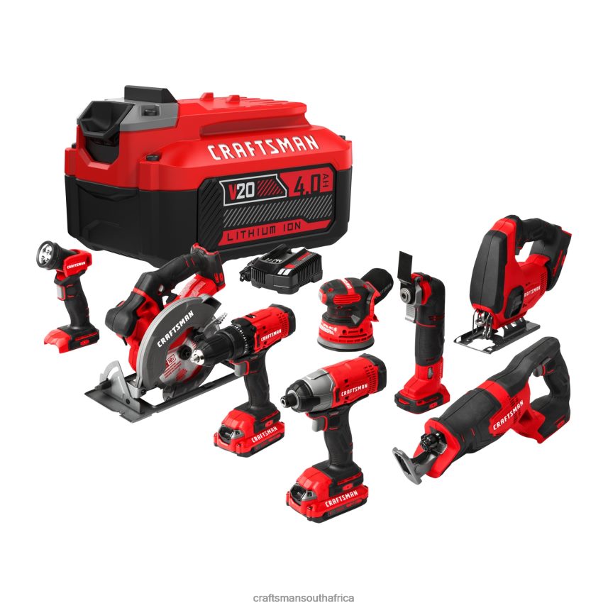 NXT28F55 V20 8 Tool 20 Volt Max Power Tool Combo Kit with Soft Case V20 20 Volt Max 4 Amp Hour Lithium Power Tool Battery Power Tools CRAFTSMAN NXT28F55 CRAFTSMAN South Africa Tool Sets