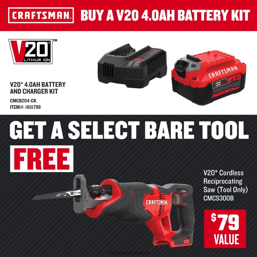 NXT28F33 V20 20 volt Max Variable Speed Cordless Reciprocating Saw Bare Tool Power Tools CRAFTSMAN NXT28F33 CRAFTSMAN South Africa Tool Sets CRAFTSMAN tools South Africa deliver the high performance
