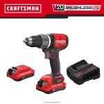 NXT28F13 V20 RP 20-volt Max 1/2-in Brushless Cordless Drill (2-Batteries Included, Charger Included and Soft Bag included) Power Tools CRAFTSMAN