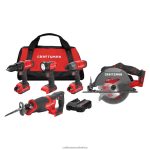 NXT28F68 V20* 4-Tool Power Tool Combo Kit with Soft Case (2-Batteries Included and Charger Included) & V20* 6-1/2-in Cordless Compact Saw Circular Saw Power Tools CRAFTSMAN
